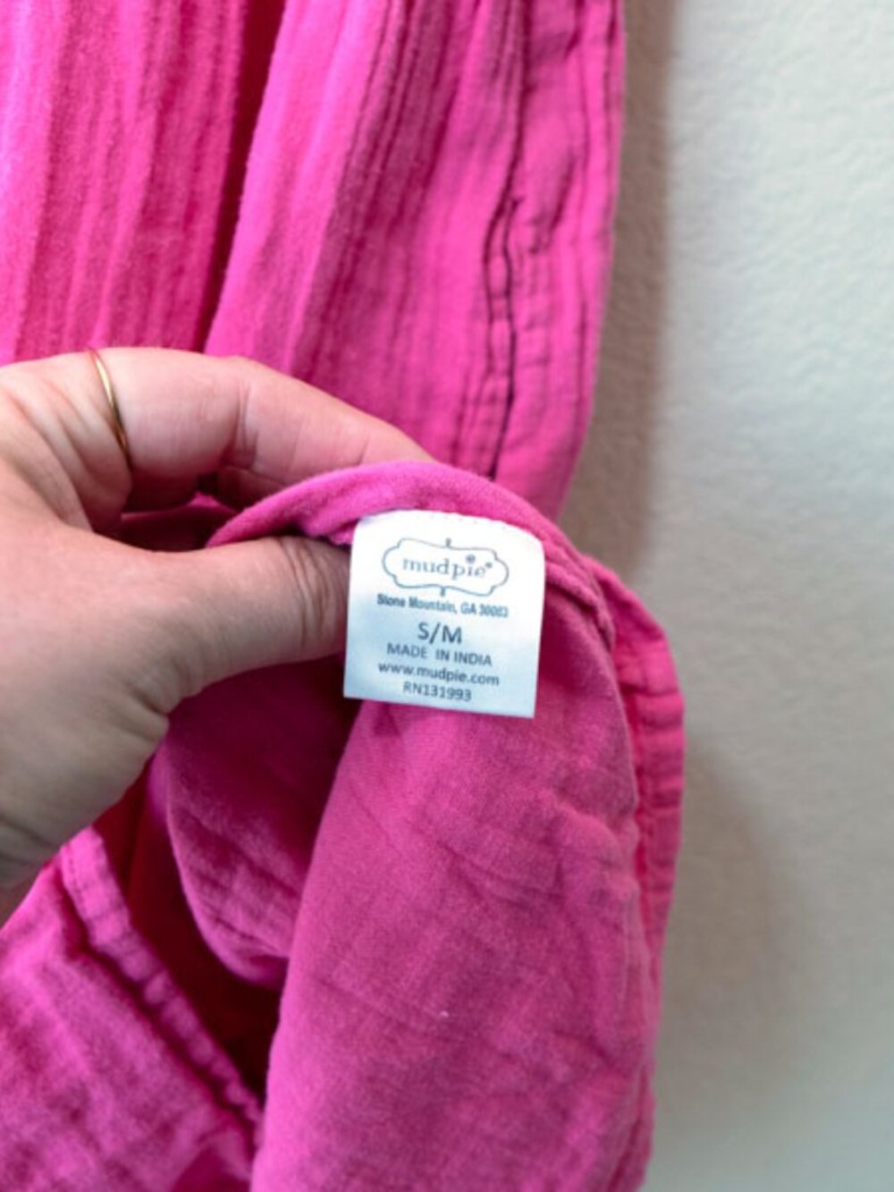 Mud Pie Gauze Tiered Dress Womens S M Pink Cotton V Neck Pockets Cottagecore - Picture 8 of 13